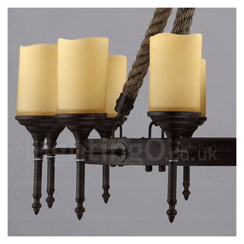 Lámpara colgante rústica vintage retro de 12 luces con pantalla de cristal