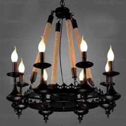 Lámpara colgante rústica de 8 luces