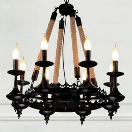 Lámpara colgante rústica de 8 luces