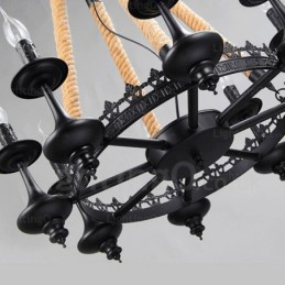 Lámpara colgante rústica de 8 luces