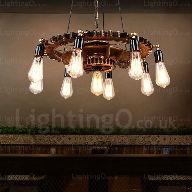 Lámpara colgante retro vintage de 9 luces