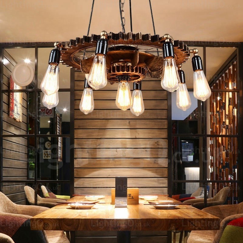 Lámpara colgante retro vintage de 9 luces