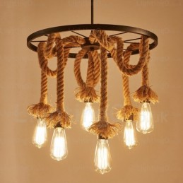 Lámpara colgante retro vintage de 6 luces