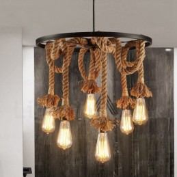 Lámpara colgante retro vintage de 6 luces
