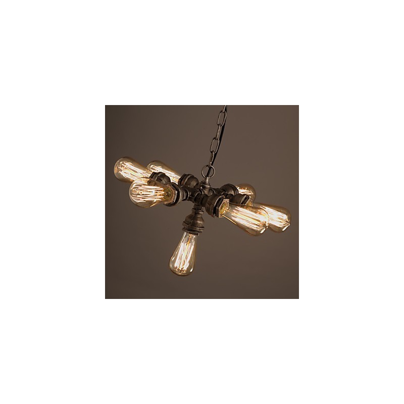 Lámpara de araña vintage de metal galvanizado estilo rústico Lodge