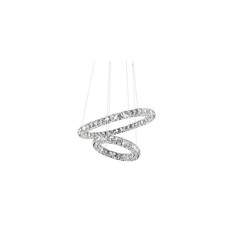Lámpara colgante de cristal moderna de 2 anillos y tres lados, de cristal K9, para interiores, lámparas de techo.