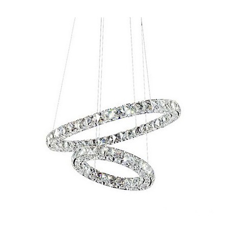 Lámpara colgante de cristal moderna de 2 anillos y tres lados, de cristal K9, para interiores, lámparas de techo. Lámpara colgante de cristal moderna de 2 anillos y tres lados, de cristal K9, para interiores, lámparas de techo.