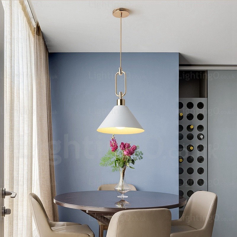 Lámpara colgante nórdica moderna contemporánea de 1 luz con pantalla de acero inoxidable.