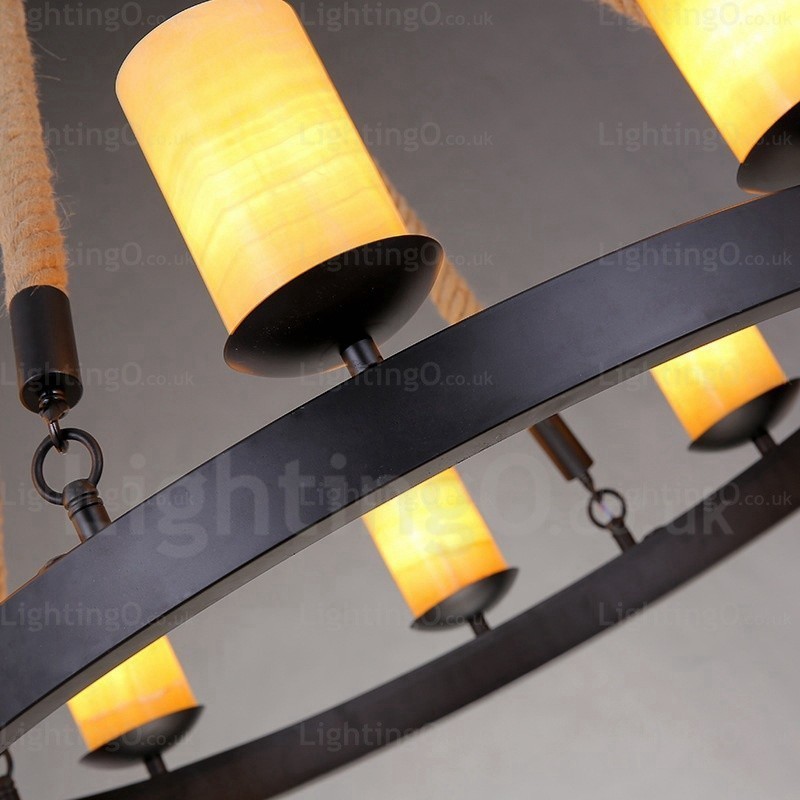Lámpara colgante retro vintage de 8 luces con pantalla de mármol