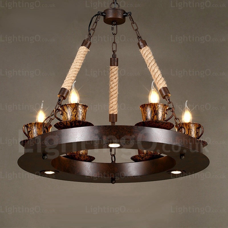 Lámpara colgante rústica de 9 luces