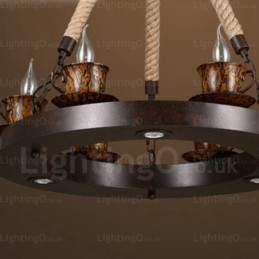 Lámpara colgante rústica de 9 luces