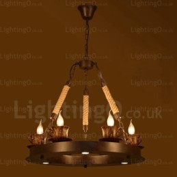 Lámpara colgante rústica de 9 luces