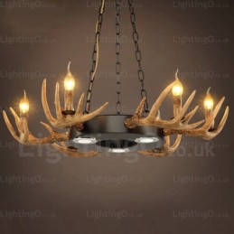 Lámpara colgante de astas rústicas vintage retro de 9 luces