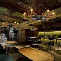 Lámpara colgante de astas rústicas vintage retro de 9 luces