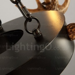 Lámpara colgante de astas rústicas vintage retro de 9 luces