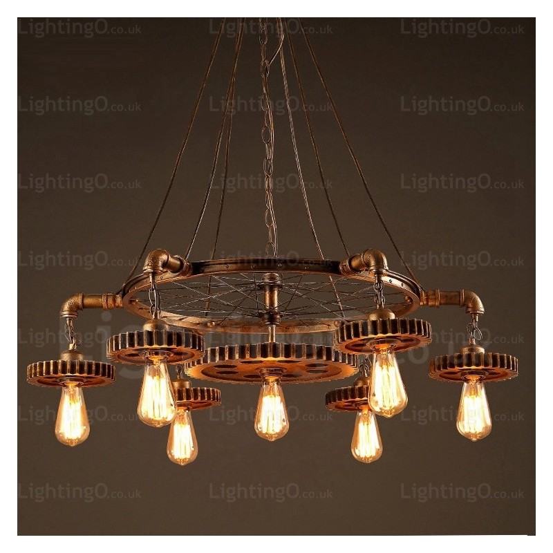Lámpara colgante retro vintage de 7 luces