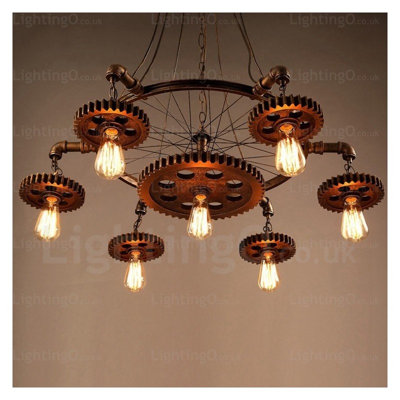 Lámpara colgante retro vintage de 7 luces