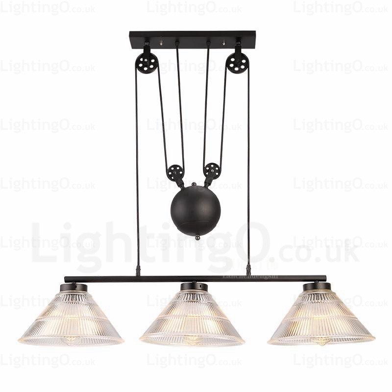 Lámpara colgante contemporánea moderna de 2 luces con pantalla de vidrio