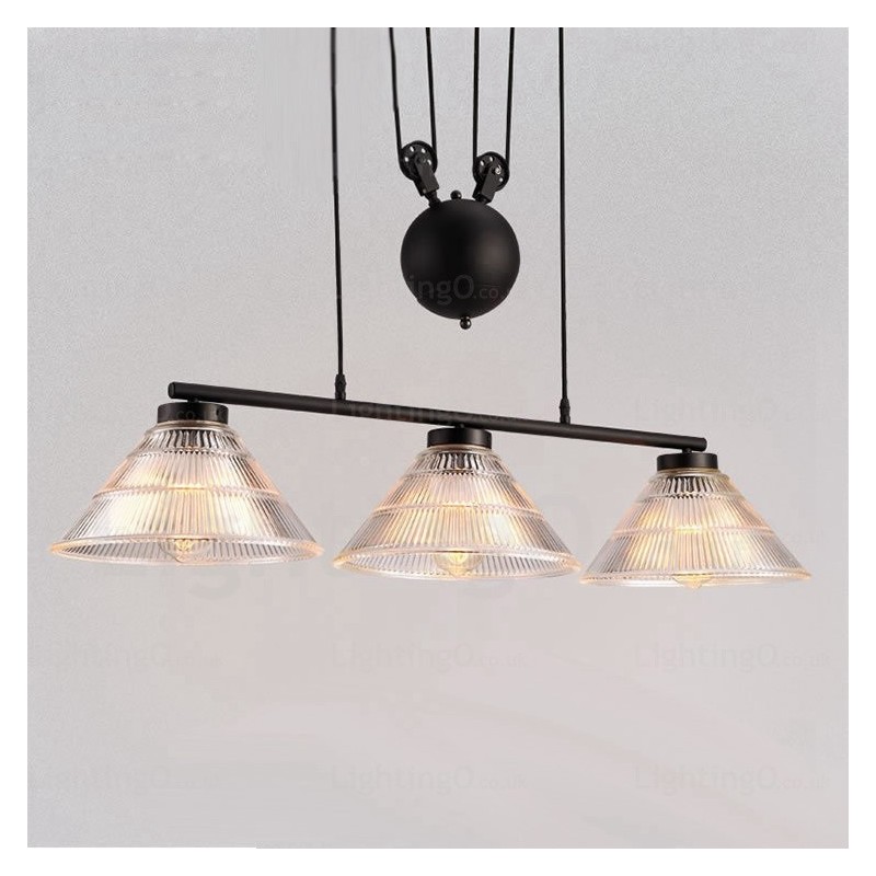 Lámpara colgante contemporánea moderna de 2 luces con pantalla de vidrio