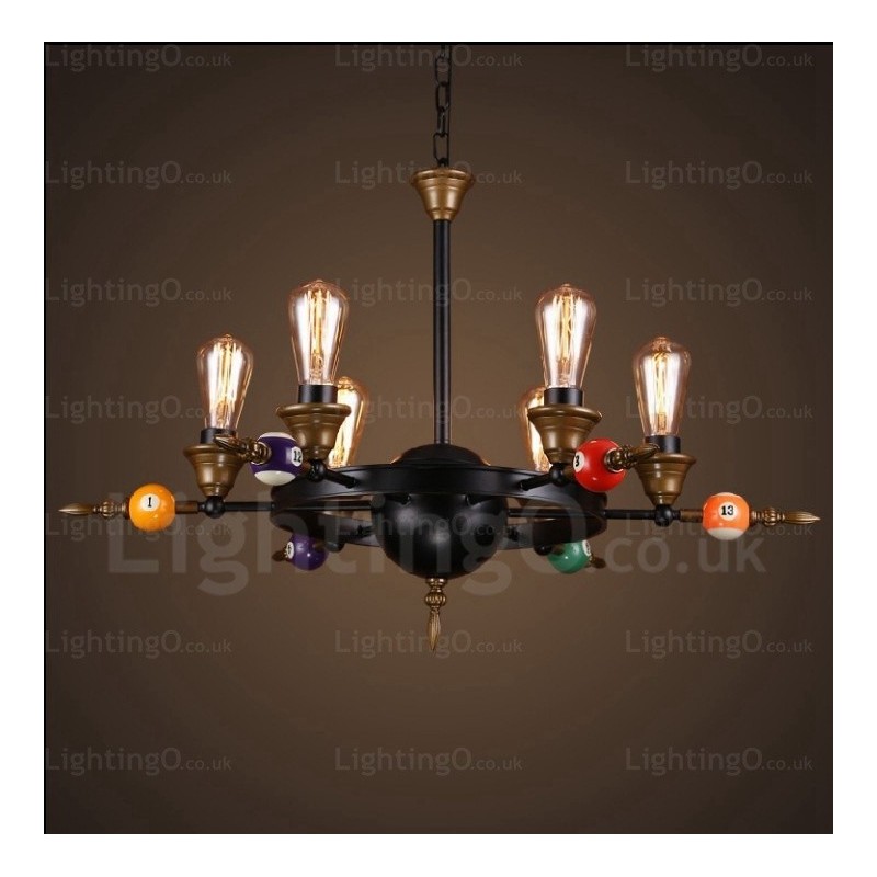 Lámpara colgante rústica vintage retro de 4 luces
