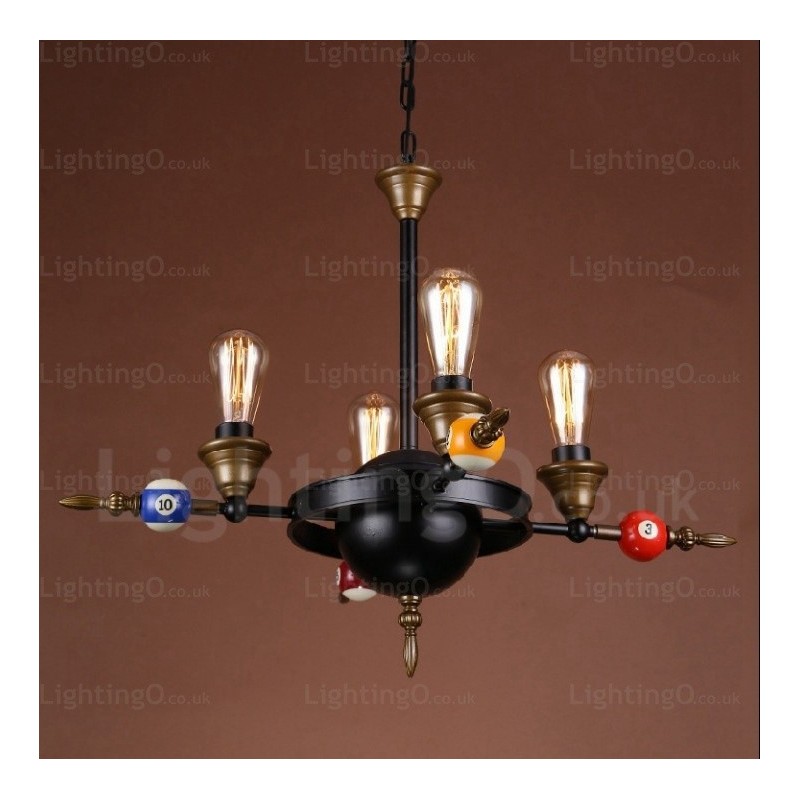 Lámpara colgante rústica vintage retro de 4 luces