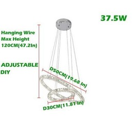 Lámpara colgante de cristal moderna de 2 anillos y tres lados, de cristal K9, para interiores, lámparas de techo.
