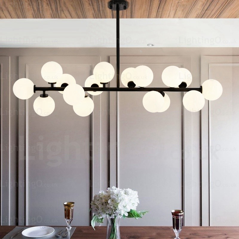 Lámpara colgante nórdica de 16 luces con pantalla de cristal