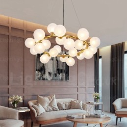 Lámpara colgante nórdica de 25 luces con pantalla de cristal