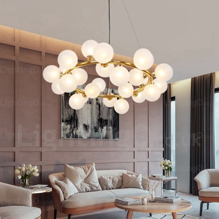 Lámpara colgante nórdica de 25 luces con pantalla de cristal Lámpara colgante nórdica de 25 luces con pantalla de cristal