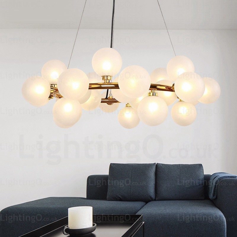 Lámpara colgante nórdica de 25 luces con pantalla de cristal