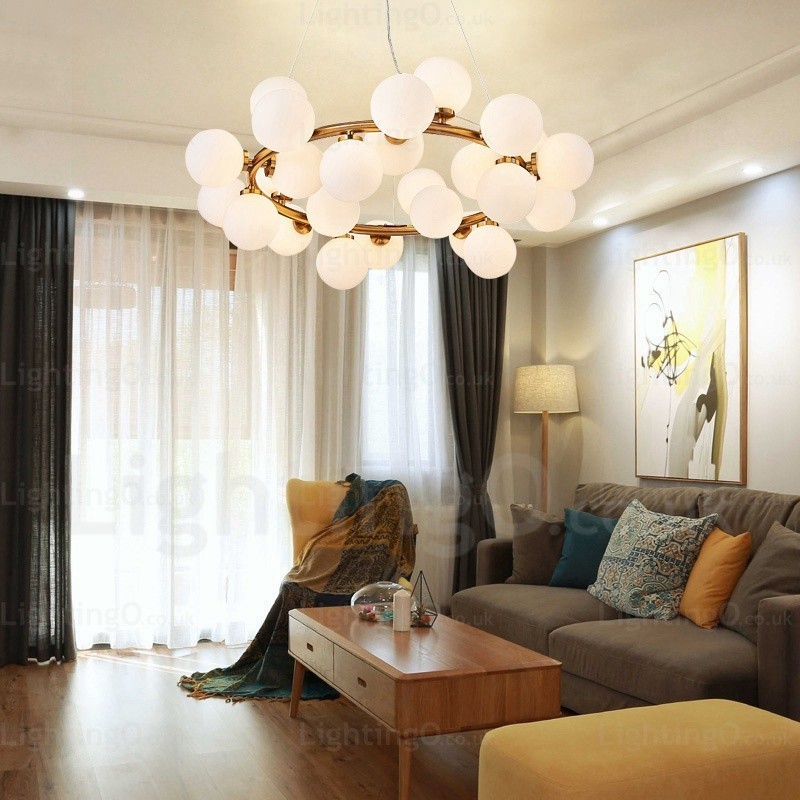 Lámpara colgante nórdica de 25 luces con pantalla de cristal