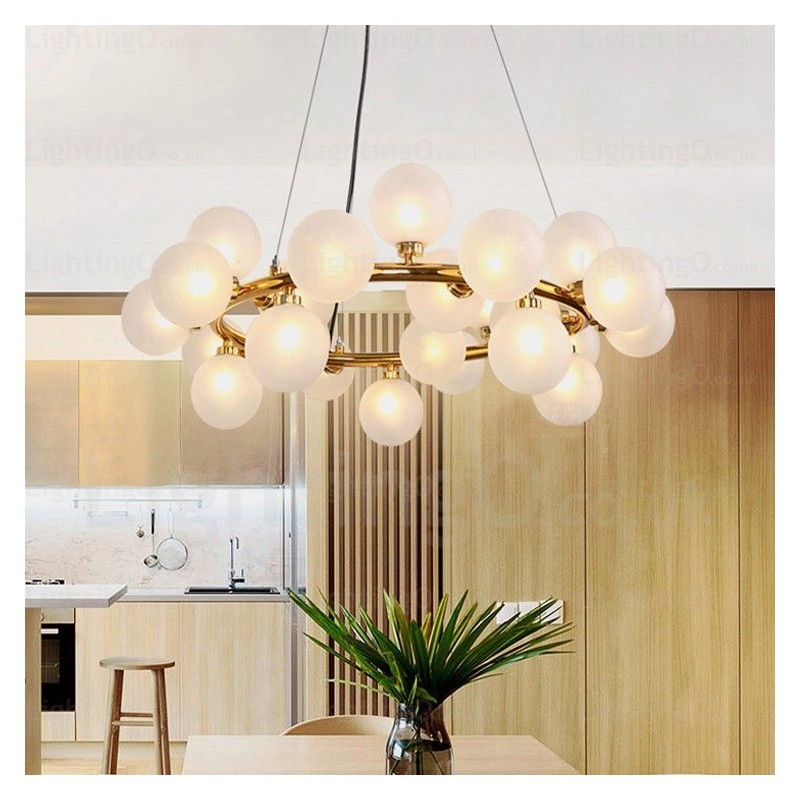 Lámpara colgante nórdica de 25 luces con pantalla de cristal