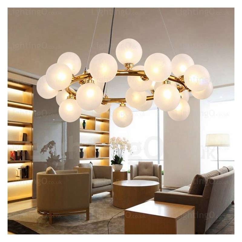 Lámpara colgante nórdica de 25 luces con pantalla de cristal