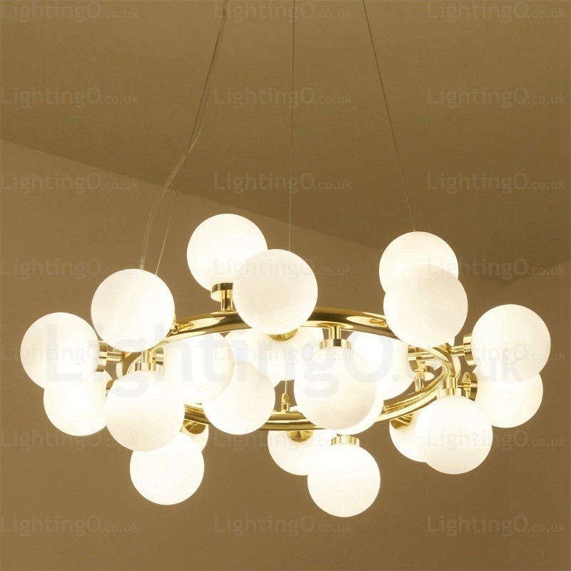 Lámpara colgante nórdica de 25 luces con pantalla de cristal