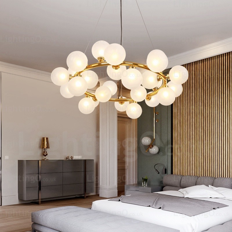 Lámpara colgante nórdica de 25 luces con pantalla de cristal