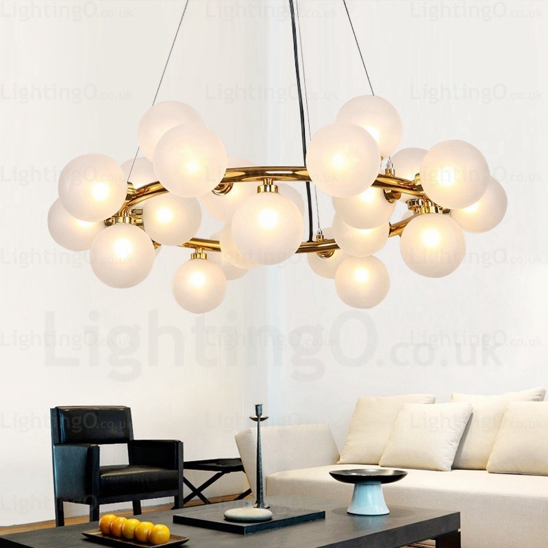 Lámpara colgante nórdica de 25 luces con pantalla de cristal