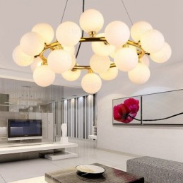 Lámpara colgante nórdica de 25 luces con pantalla de cristal