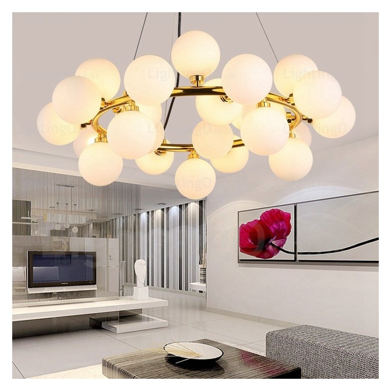 Lámpara colgante nórdica de 25 luces con pantalla de cristal