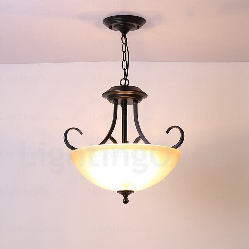 Lámpara colgante rústica de 3 luces con pantalla de cristal