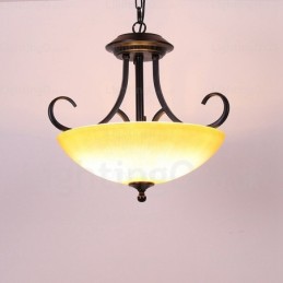 Lámpara colgante rústica de 3 luces con pantalla de cristal