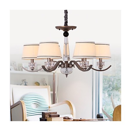 Lámpara de araña de cristal de 6 luces con pintura de moda de metal