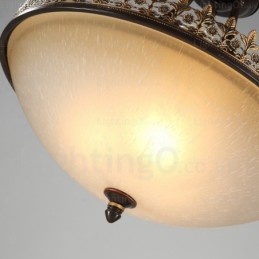 Lámpara colgante rústica de 3 luces con pantalla de cristal