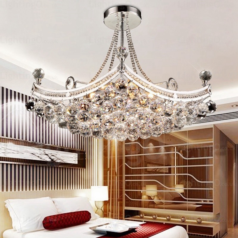 Lámpara colgante contemporánea moderna de 5 luces con pantalla de cristal