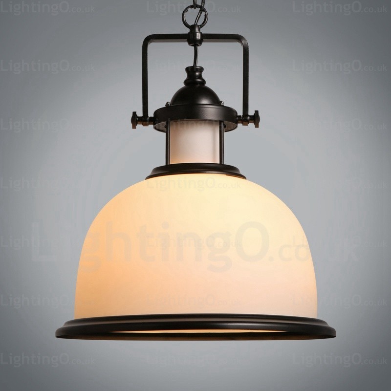 Lámpara colgante rústica de 1 luz con pantalla de cristal