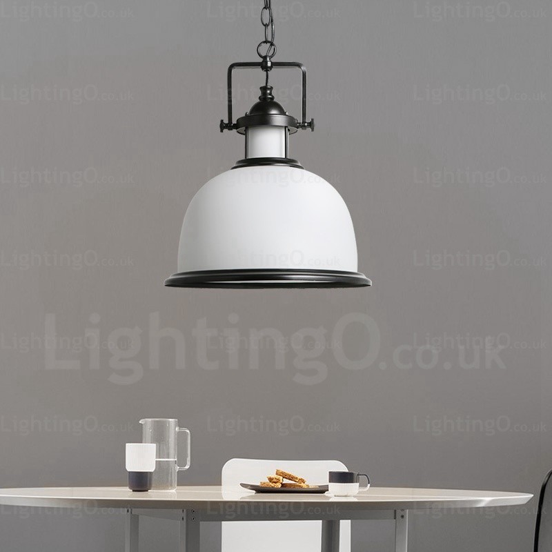 Lámpara colgante rústica de 1 luz con pantalla de cristal