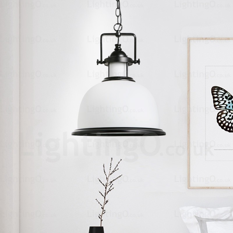Lámpara colgante rústica de 1 luz con pantalla de cristal