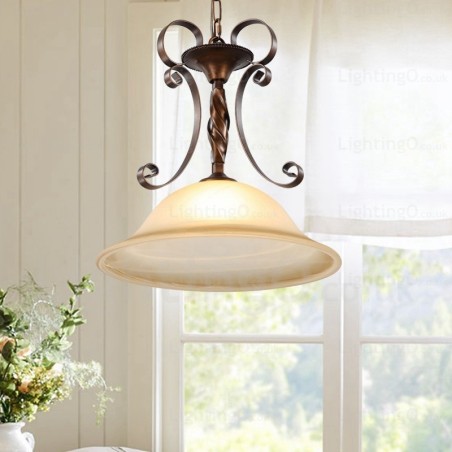 Lámpara colgante rústica de 1 luz con pantalla de cristal Lámpara colgante rústica de 1 luz con pantalla de cristal