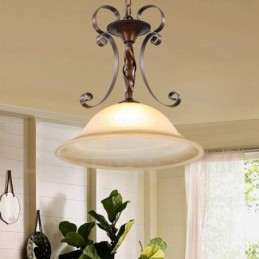 Lámpara colgante rústica de 1 luz con pantalla de cristal