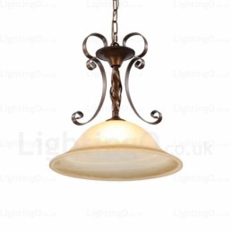 Lámpara colgante rústica de 1 luz con pantalla de cristal