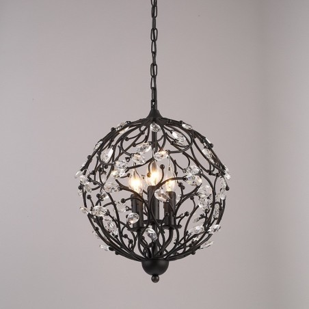 Lámpara colgante vintage retro de cristal con forma de globo de 3 luces Lámpara colgante vintage retro de cristal con forma de globo de 3 luces